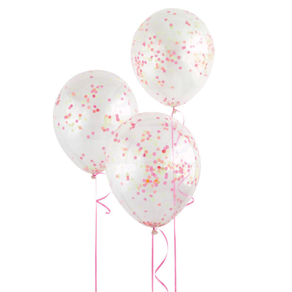 Clear Balloons with Neon Confetti