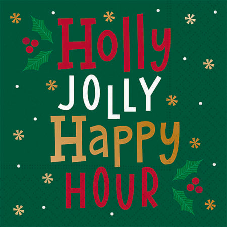 Holly Jolly Happy Hour Beverage Napkins