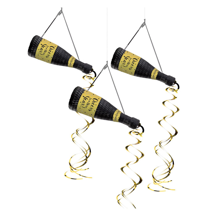 New Year's Champagne Bottle Hanging Decorations
