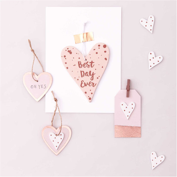 White with Rose Gold Dots Heart Confetti
