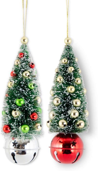 Vintage Red and Silver Bell Bottle Brush Tree Ornament