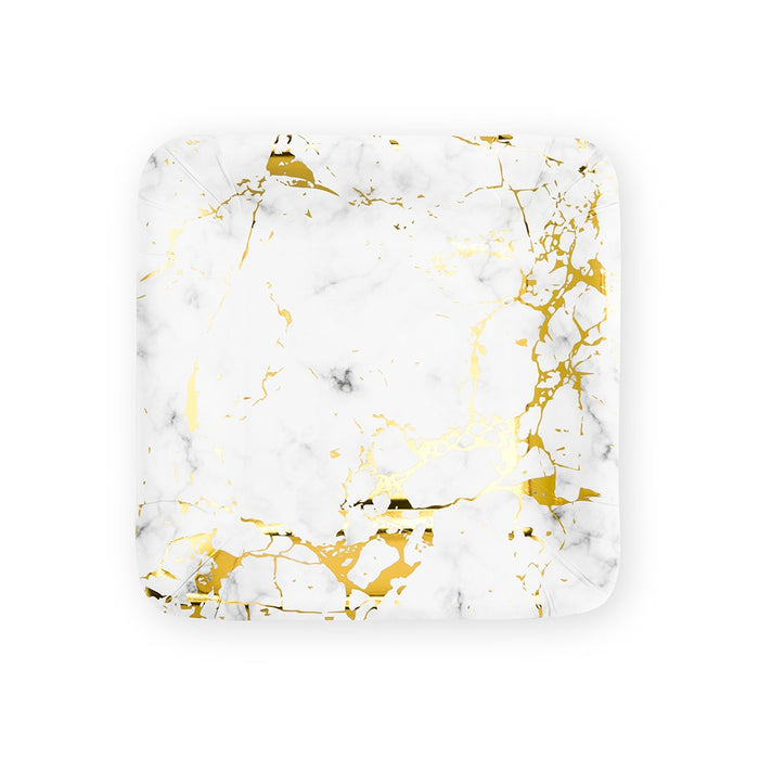 Marble with Gold Foil Dessert Paper Plates