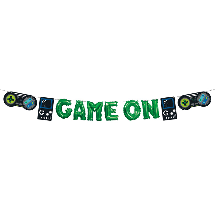 Gamer “Game On” Mini Foil Balloon Banner Kit