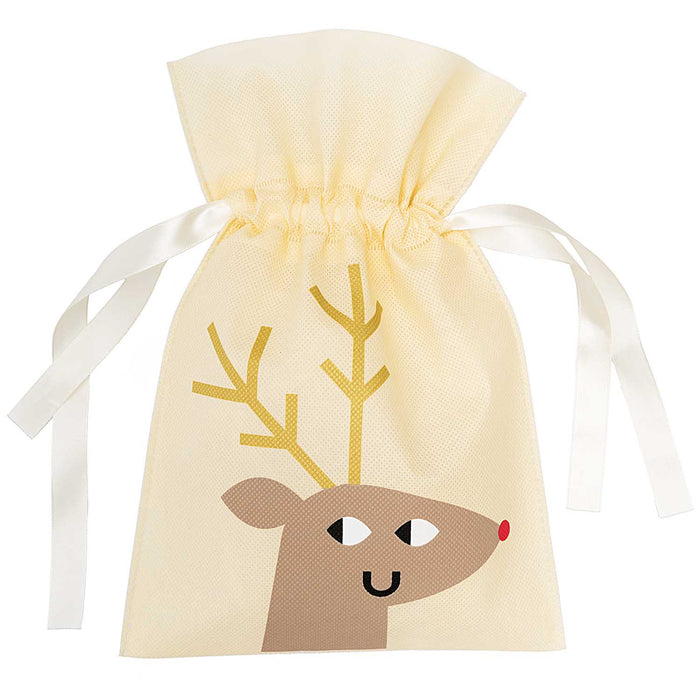 Small Cream Reindeer Gift Bag