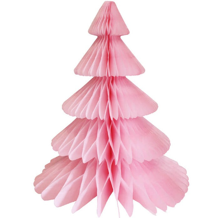 Light Pink Christmas Tree Tissue Paper Honeycomb