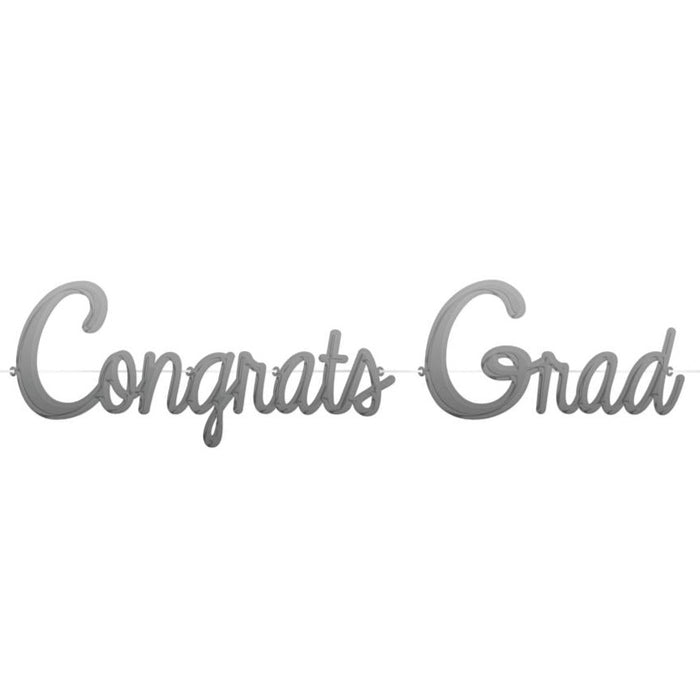 Silver Congrats Grad Balloon Banner