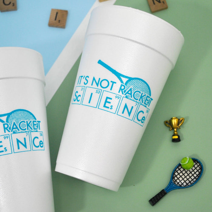 It's Not Racket Science Tennis Foam/Frosted Cups