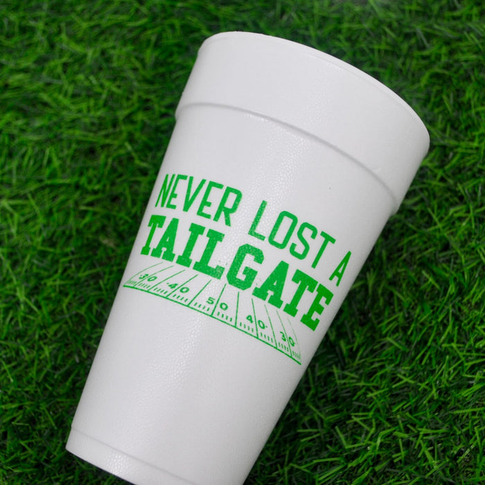 Never Lost a Tailgate Football 20oz. Foam Cups | 10 pack