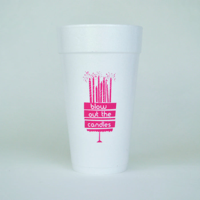 Pink Birthday Cake Foam & Reusable Frosted Cups
