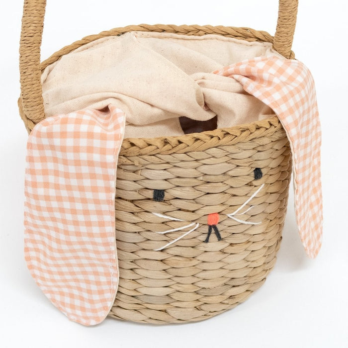 Gingham Bunny Straw Bag