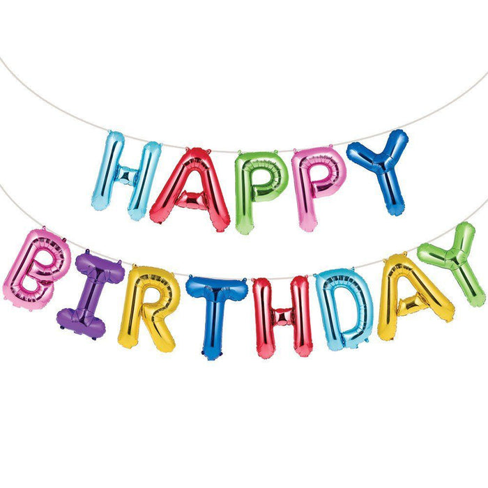 Rainbow Happy Birthday Foil Balloon Banner