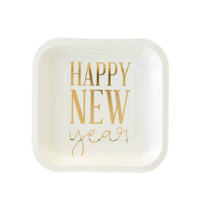 Happy New Year Gold Dessert Paper Plates