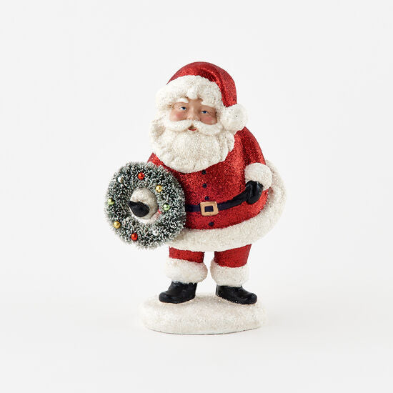 Red Glitter Santa with Wreath