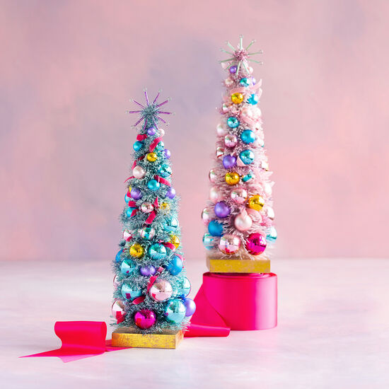 20" Pastel Vintage Tree with Glass Ornaments