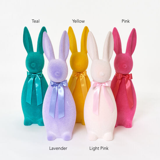 Large Flocked Bright Button Nose Bunny