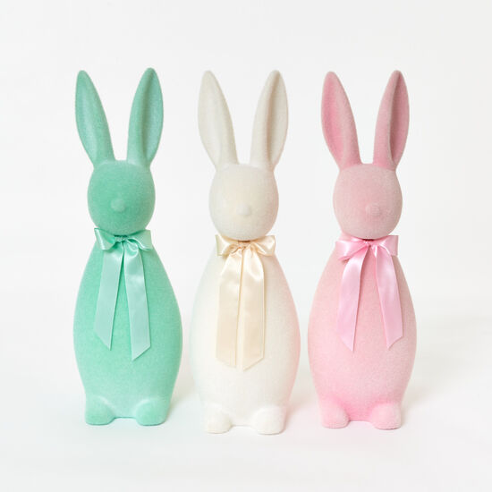 Large Flocked Pastel Button Nose Bunny