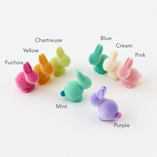 Small Flocked Pastel Seated Bunny