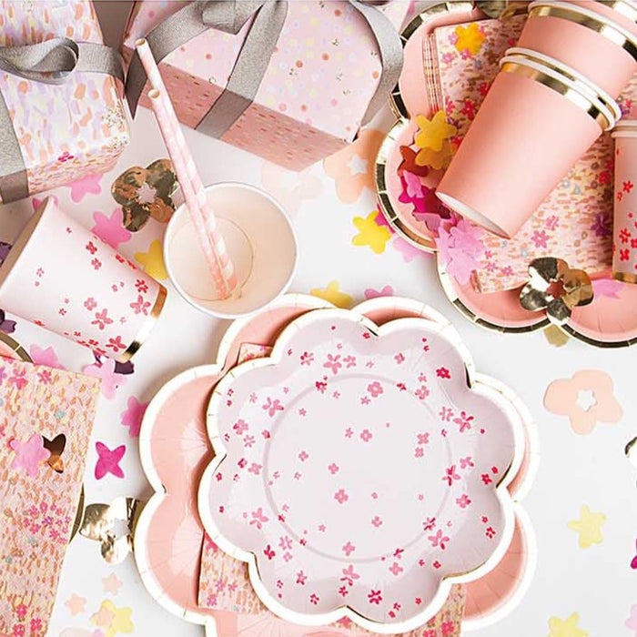 Pink Flower Dessert Paper Plates