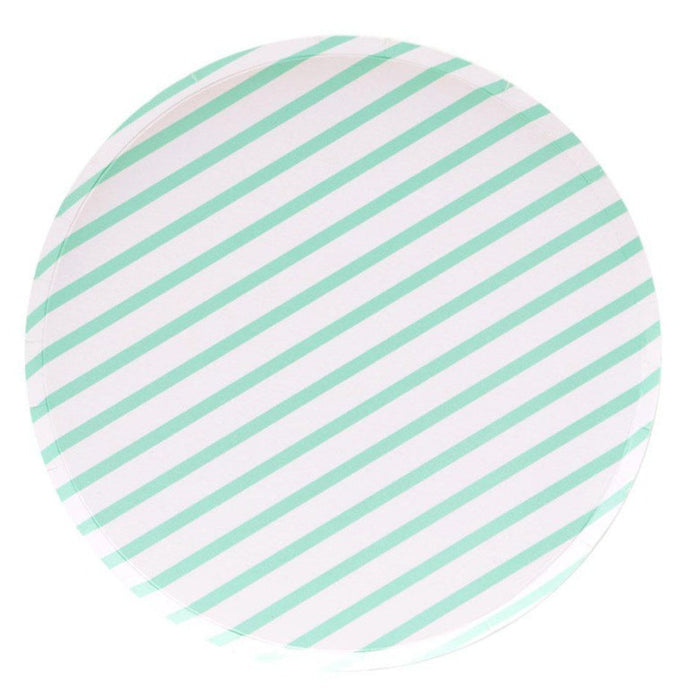 Mint Stripes Dessert Paper Plate