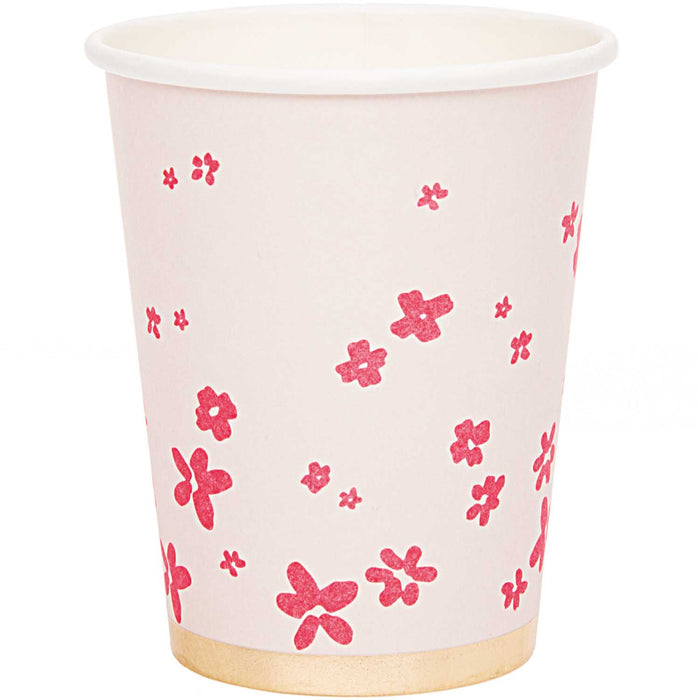 Pink Flower Paper Cups