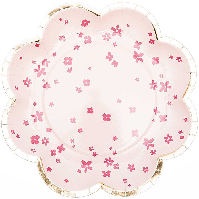 Pink Flower Dessert Paper Plates