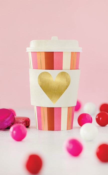 Pink & Gold Striped To Go Cups