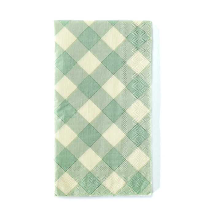 Sage Checked Guest Towel Napkins