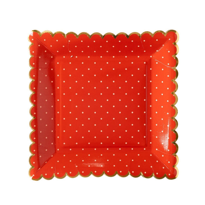 Red Polka Dot Scallop Plates