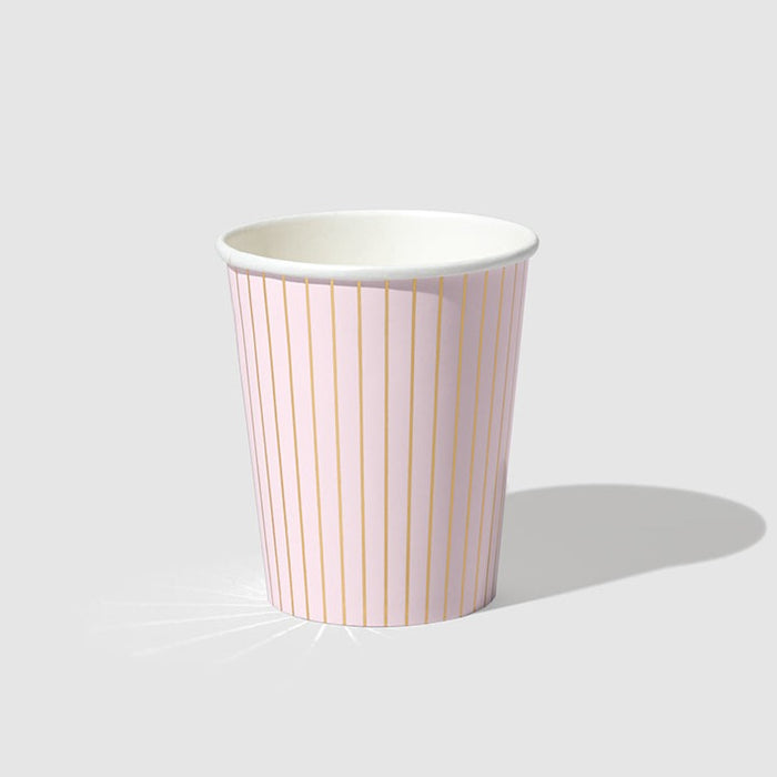 Pale Pink Pinstripe Paper Cups