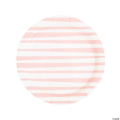 Pink Striped Dinner Paper Plates