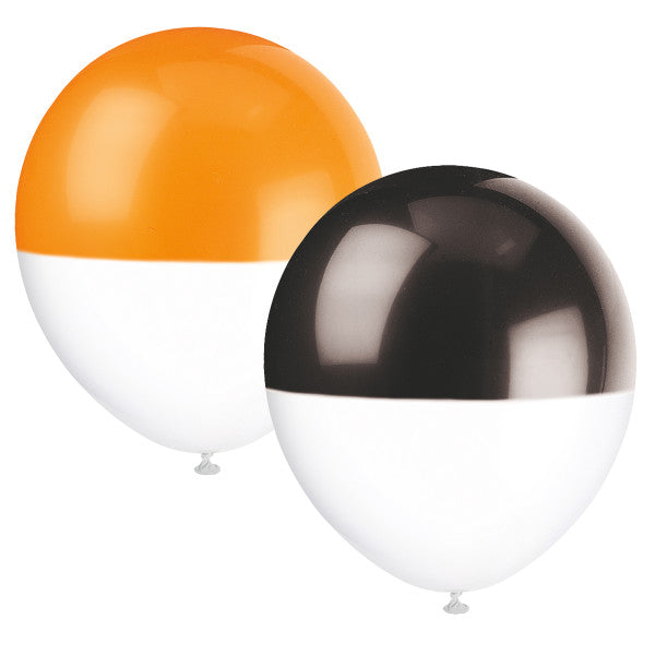 Two-Tone Dipped Orange & Black Latex Balloons
