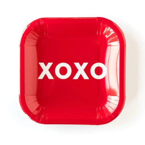 XOXO Red Squared Dessert Plates