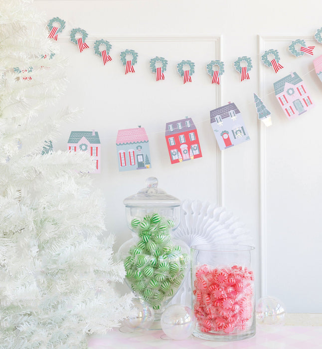 Christmas Village and Wreaths Banner