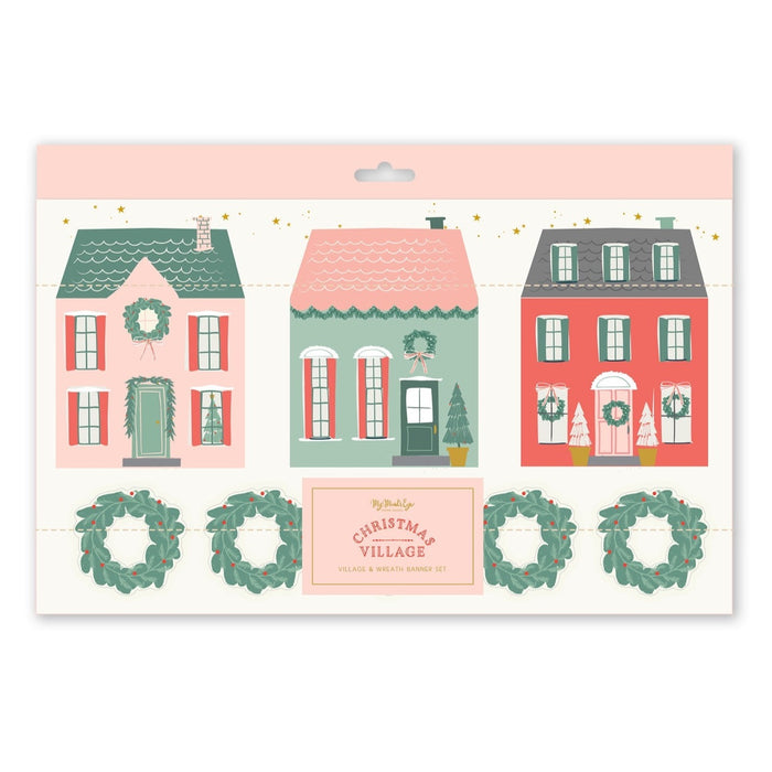 Christmas Village and Wreaths Banner