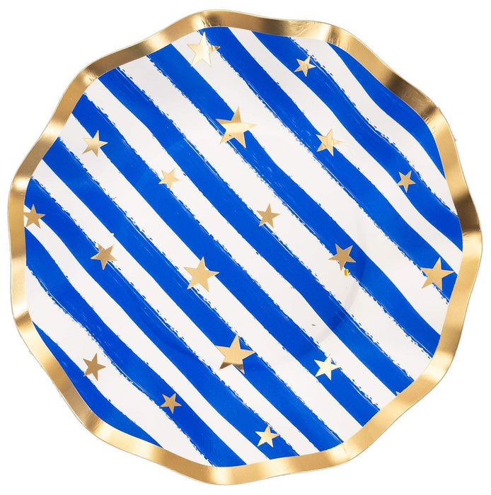 Patriotic Confetti Wavy Salad Paper Plates