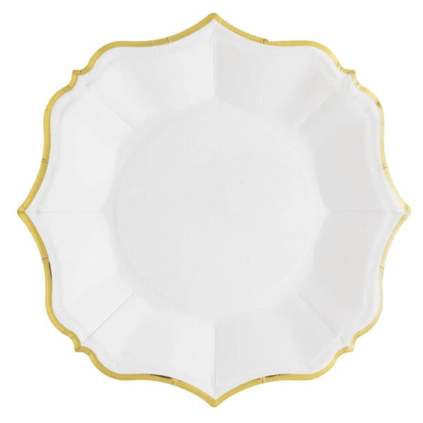 White & Gold Dessert Paper Plates