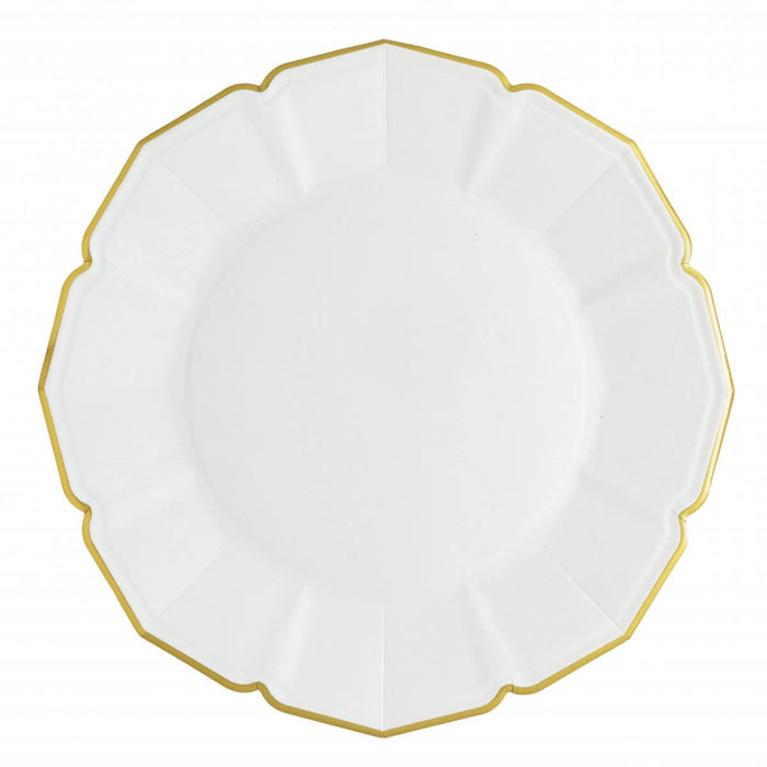 White & Gold Dinner Paper Plates