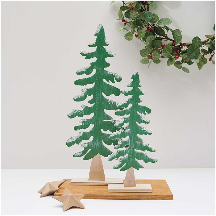 Small Wooden Pine Tree with Snow