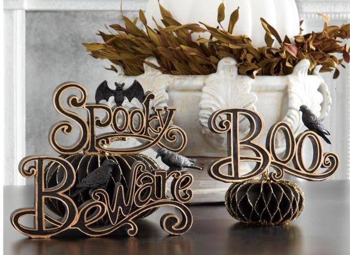 Spooky Cutout Sign with Glittered Bat
