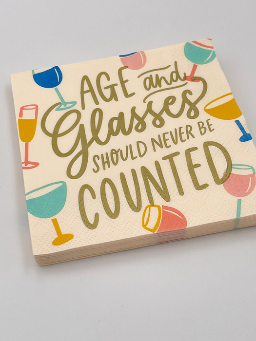 Age and Glasses of Wine Beverage Napkins