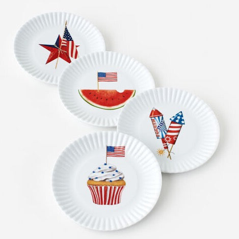 American Holiday Appetizer Melamine Plates Set