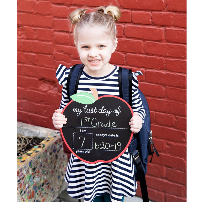 First & Last Day Reversible Apple Chalkboard Sign