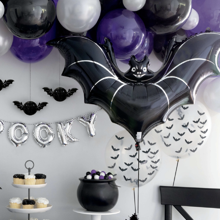 Clear Latex Balloons with Bat-Shaped Confetti