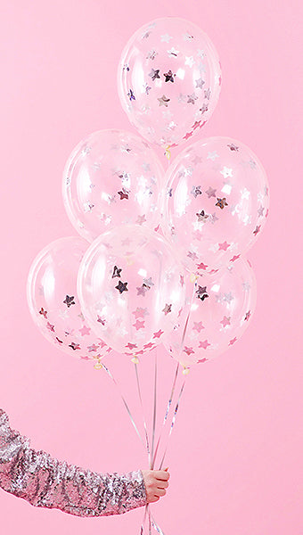Silver Star Confetti Balloons