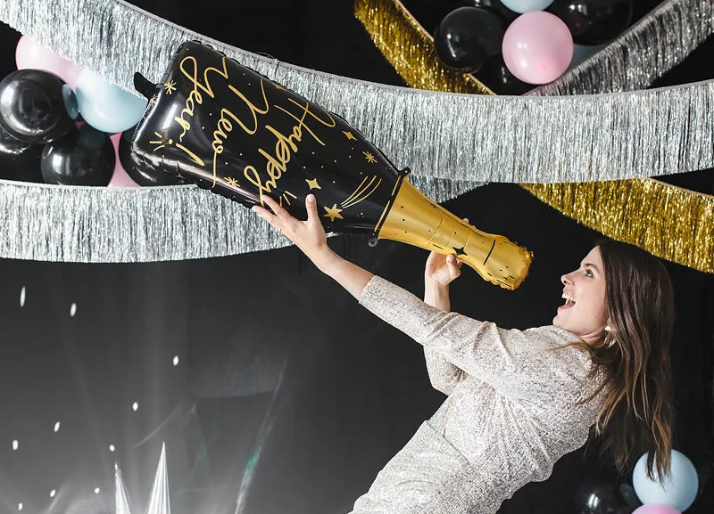 Happy New Year Champagne Bottle Foil Balloon