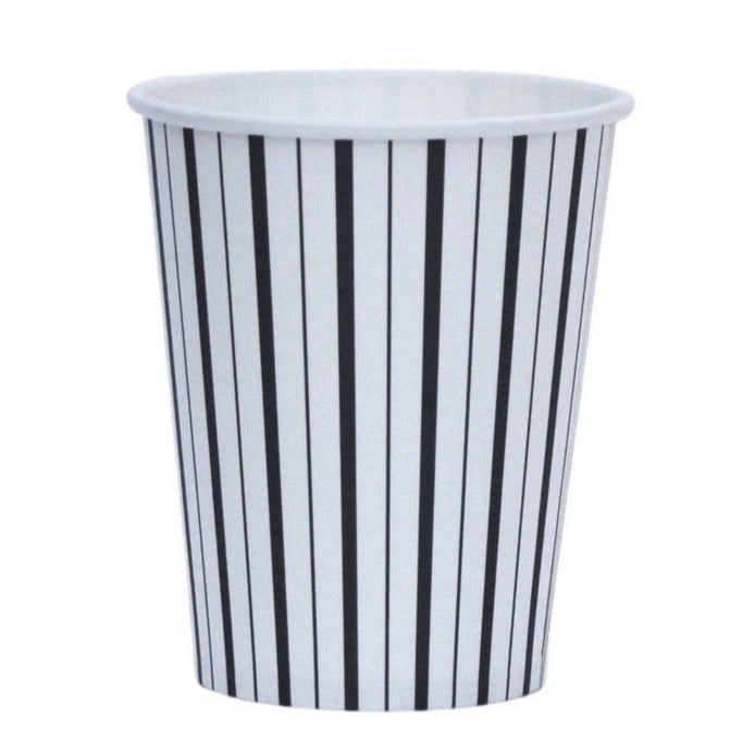 Black and White Fine Stripes Cups