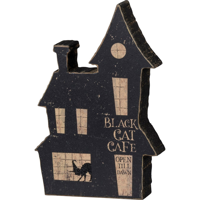 Black Cat Cafe Wood Sitter