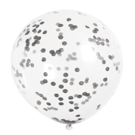 Black Confetti Clear Latex Balloons