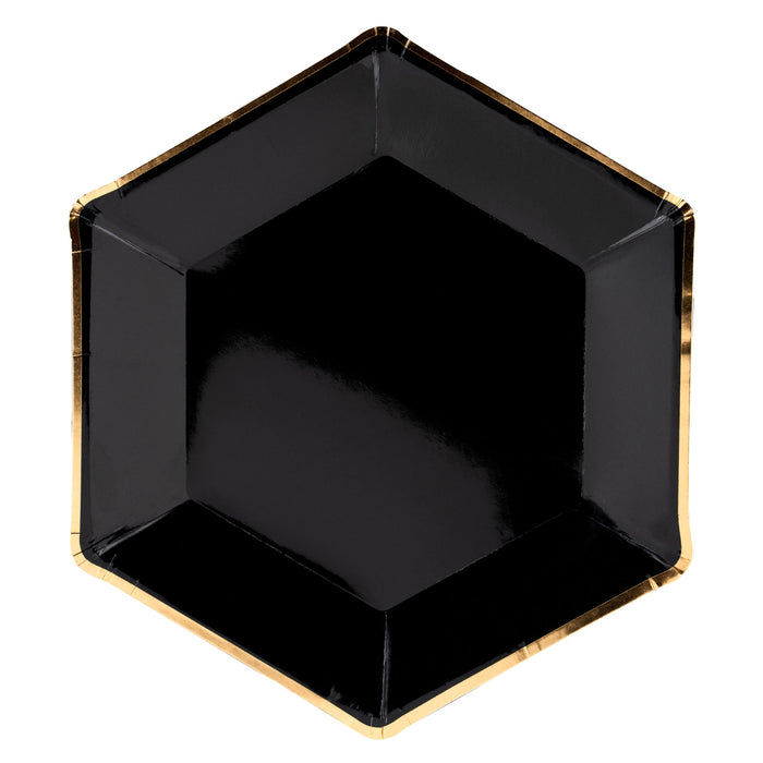 Black Hexagonal Dessert Paper Plates