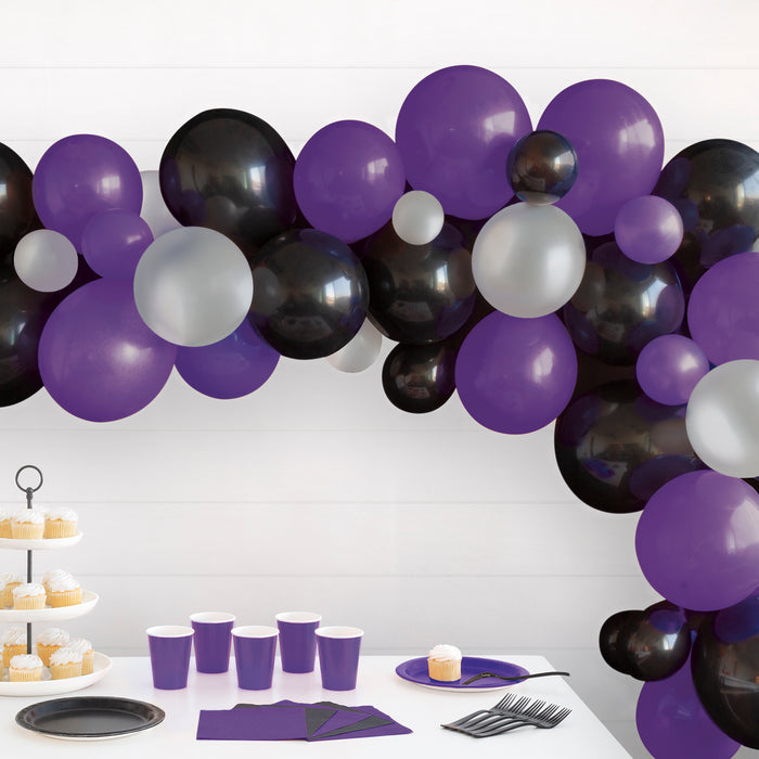 Black Purple & Silver Balloon Arch Kit